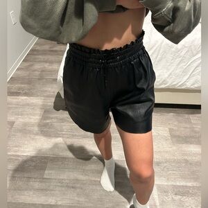 Zara Vegan Leather Black Shorts